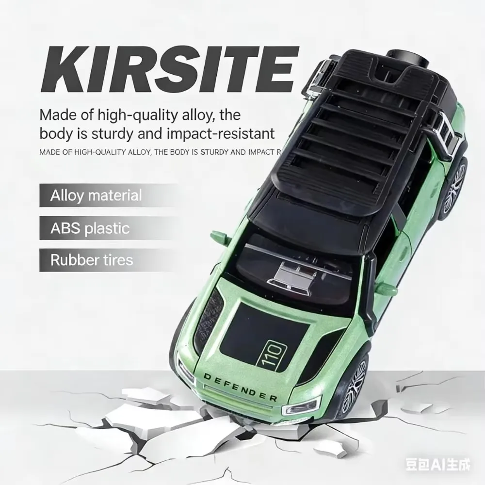 Land Rover Defender 110 Offroadader-Druckgussmodellauto im Maßstab 1:32 – zu öffnende Türen und Rückzugsfunktion |   Perfektes Spielzeug für Jungen