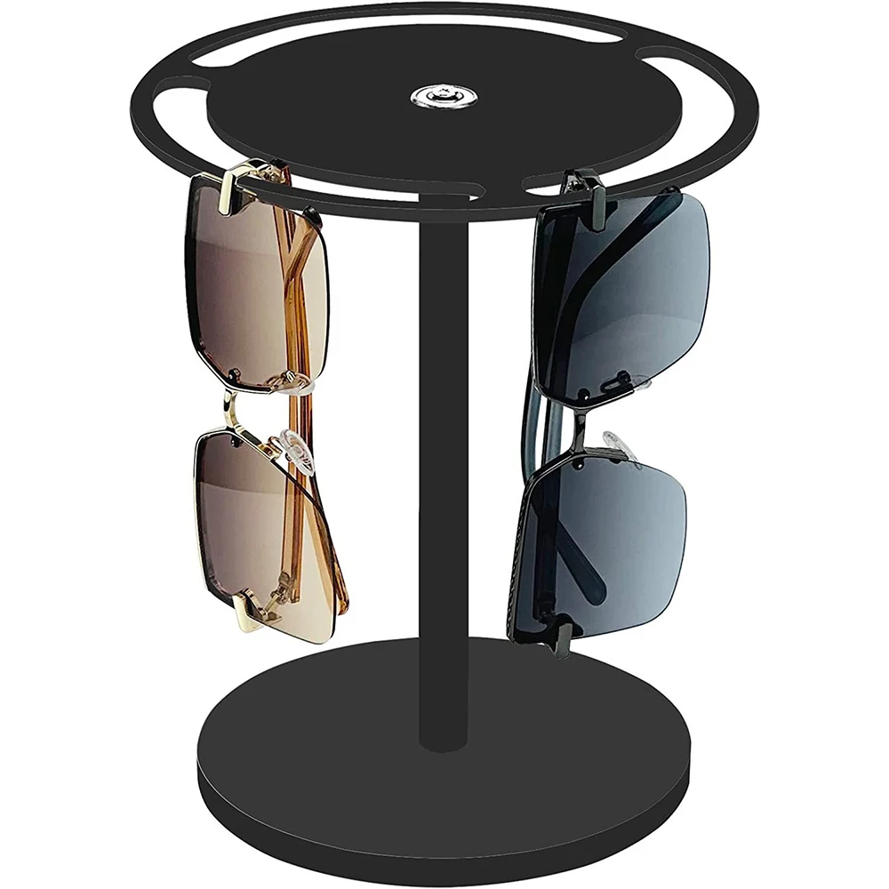 360 ° Rotating Acrylic Glasses Display Stand Frame Black Glasses Desktop Display Frame Sunglasses Holder Stand Eyewear Organizer