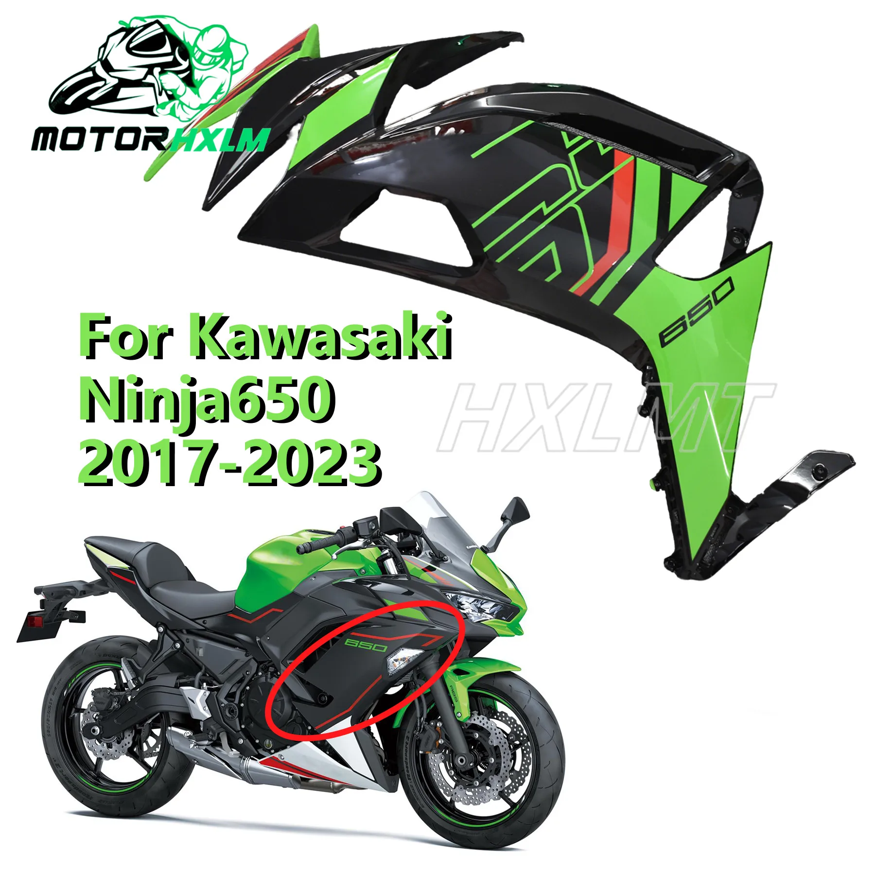 Motorcycle Body Left and Right Side Cover ABS Injection Fairing For Kawasaki Ninja 650 ER6F EX650 2017 - 2023