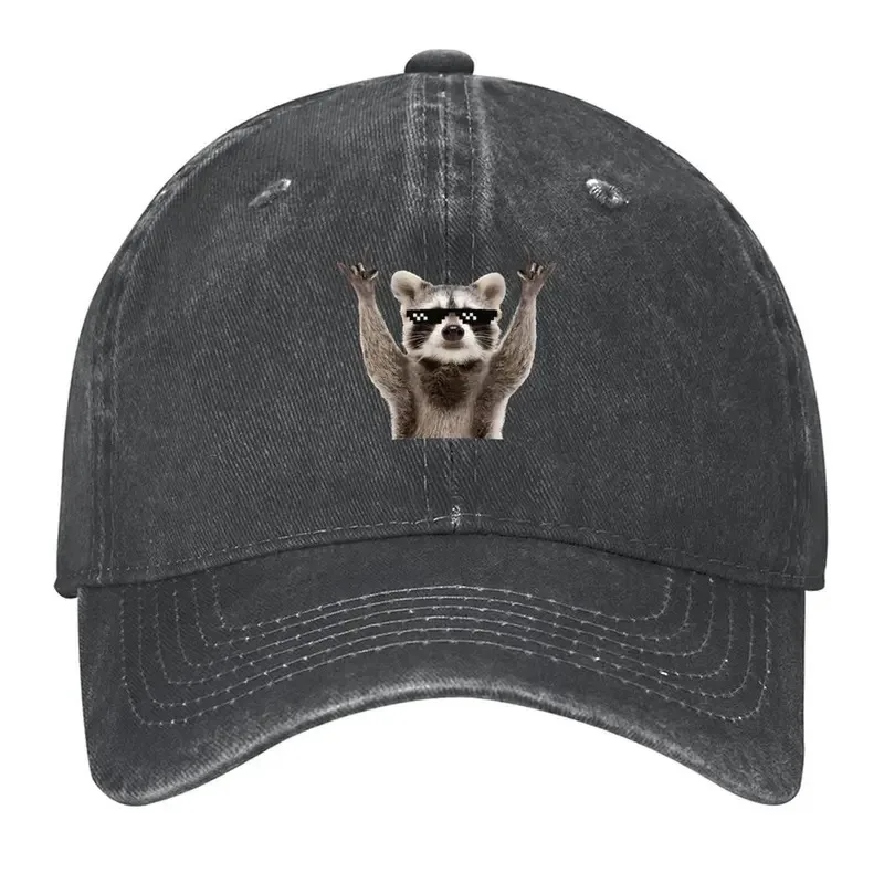 Raccoon Rock Sign Funny Glasses Baseball Cap Beach Bag Dad Hat Golf Cap Hat Men Golf Women Men's