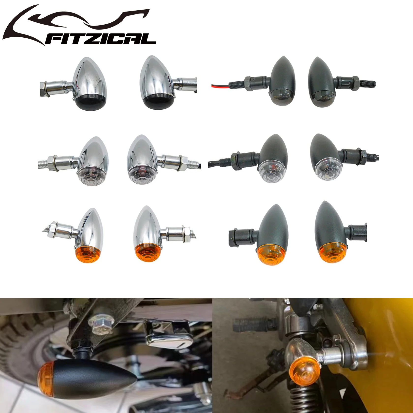 Universal Motorcycle Bullet Turn Signals Indicators Blinker Lights For Harley Sportster Touring Dyna Softail Chopper Cafe Racer