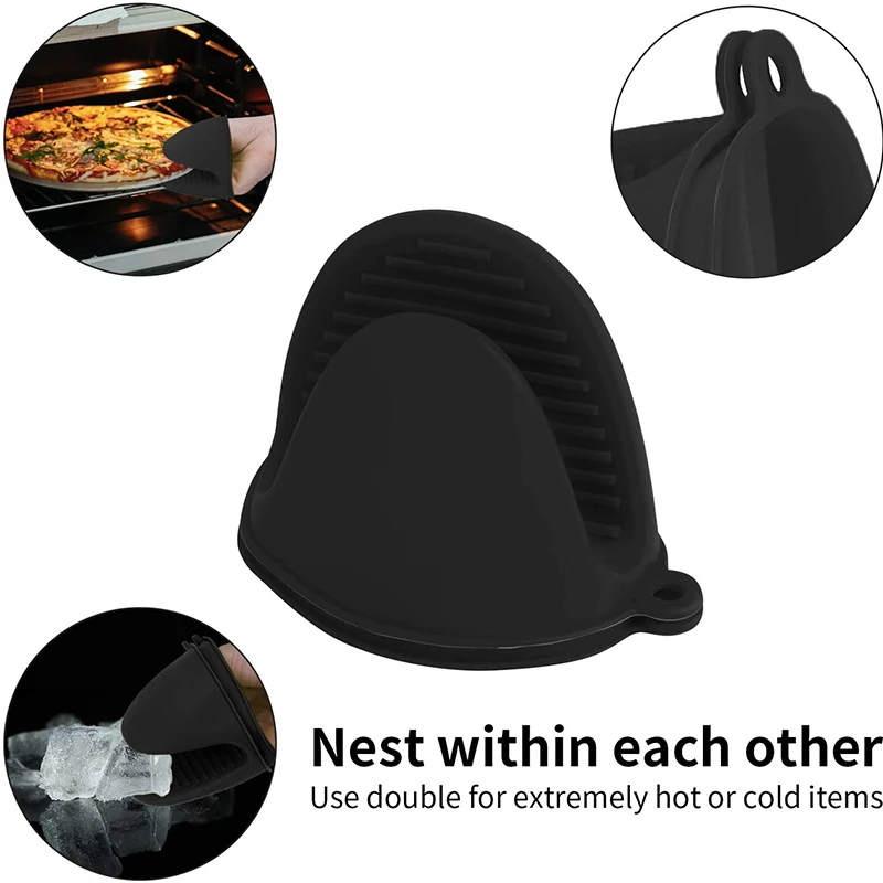 

2pcs Oven Mitts Thicken Silicone Heat Resistant Pinch Mitts Anti Scalding Non Slip Gloves Clips Pot Holder Cooking Oven Mitts