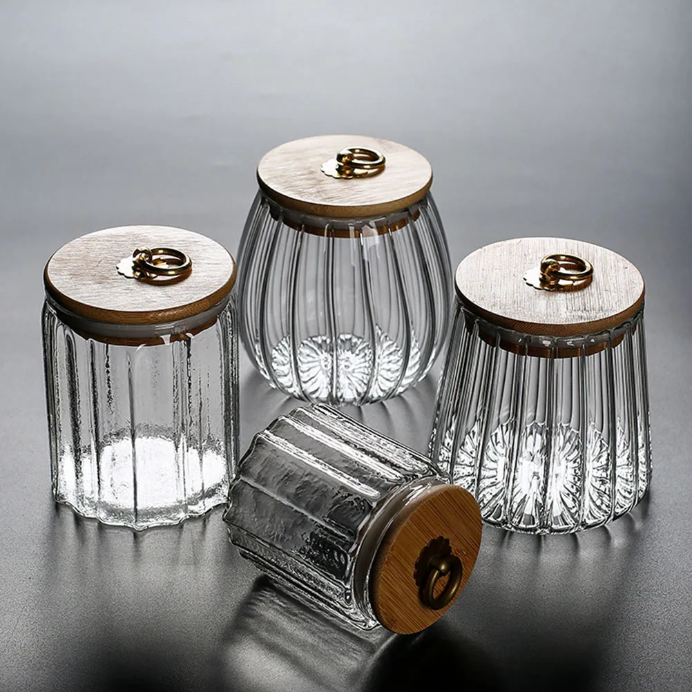 

1Pcs Transparent Food Glass Canister Sealing Jar Airtight Kitchen Storage Container for Tea Snacks Glass Sealed Jar