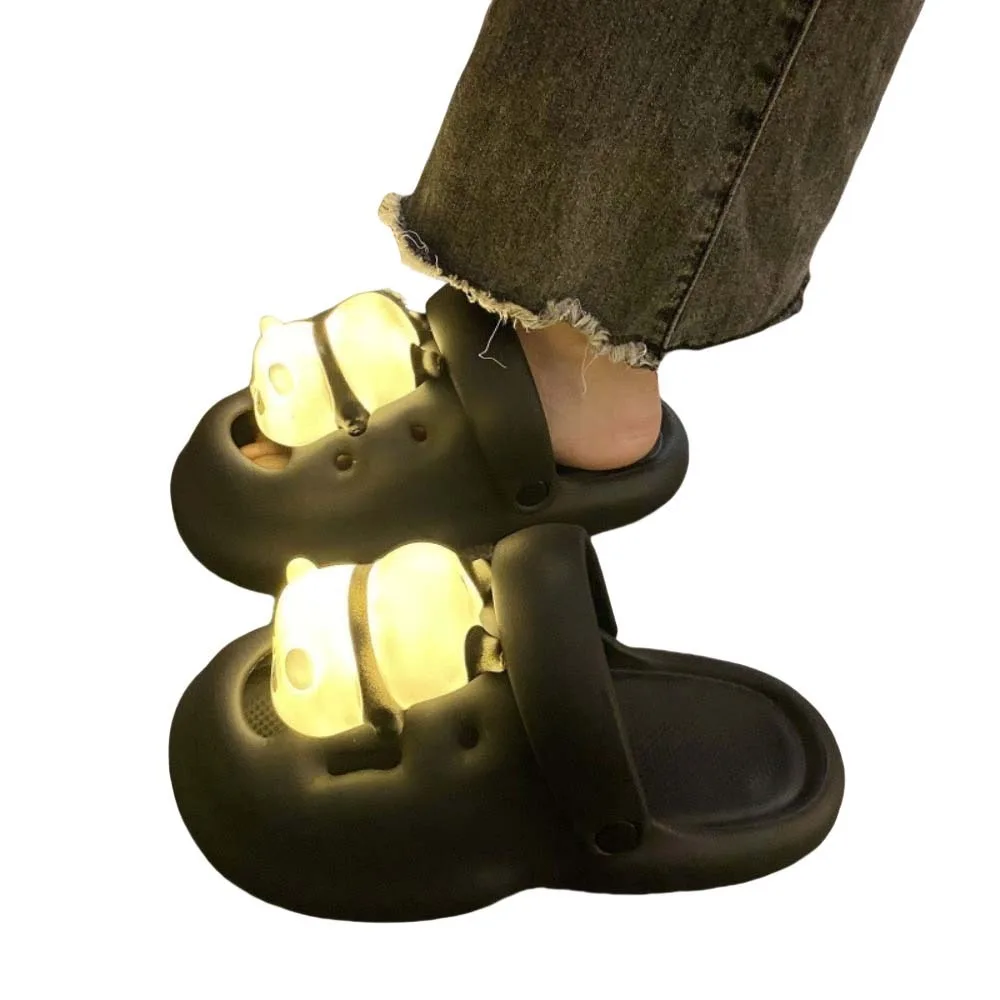 

Cartoon Luminous Slippers Women Lighted Platform Thick Soled Slippers Anime 3D Animal Panda Outer Wear Shoes Indoor Outdoor