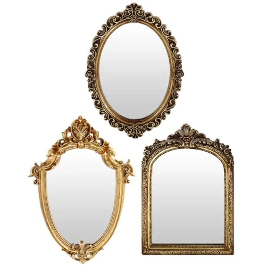 Vintage Gold Mirror Set Decorative for Living Room