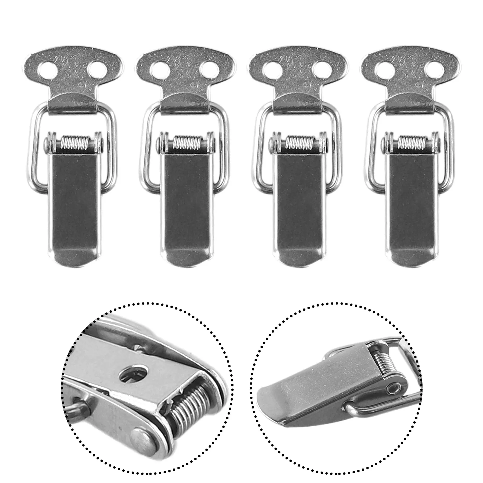 4pcs Box Lock Stainless Steel Spring Loaded Clamp Clip Case Box Latch Catch Toggle For Cabinet Closet Boxes Household Hardware