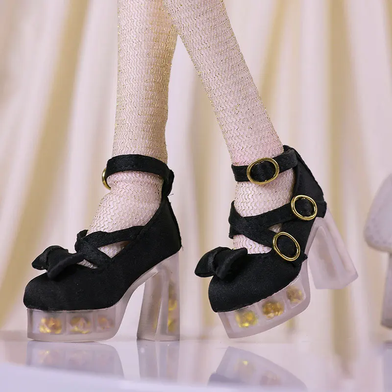 1/4 BJDドールシューズ ハンドメイド 5.2cm * 2.2cm カラーブロッキング ビッグボウ ハイヒール ドールアクセサリー おもちゃ 厚底 カジュアルシューズ