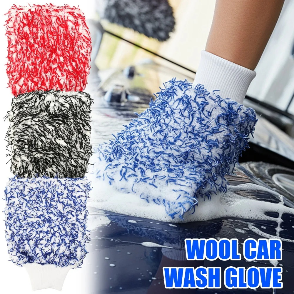 

Scratch-Free Car Wash Mitt Plush Microfiber Cleaning Glove Thick Absorbent Washing Tool Auto Detailing Supplies for Car Truck RV