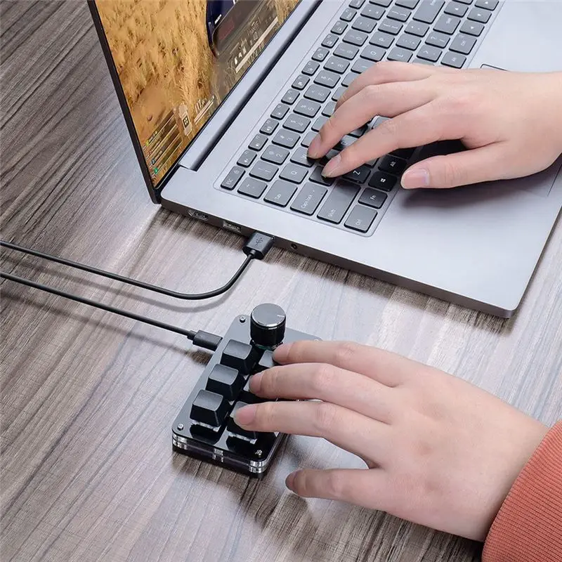RANA Programming Macro Custom Knob Keyboard 6 Key Copy Paste Mini Button Photoshop Gaming Keypad, RGB 6 Key Wired