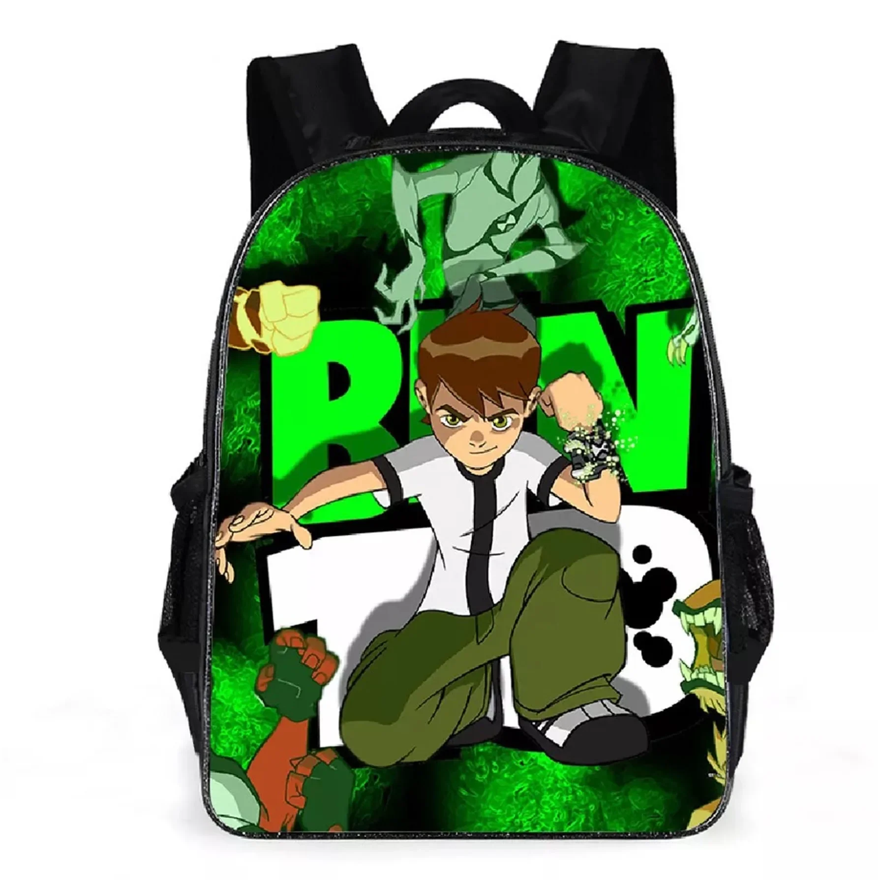 حقيبة كتب قماشية للأطفال الأولاد والبنات كارتونية Daypack Ben 10 للطلاب والعودة إلى المدرسة حقيبة ظهر خفيفة الوزن كبيرة الحجم