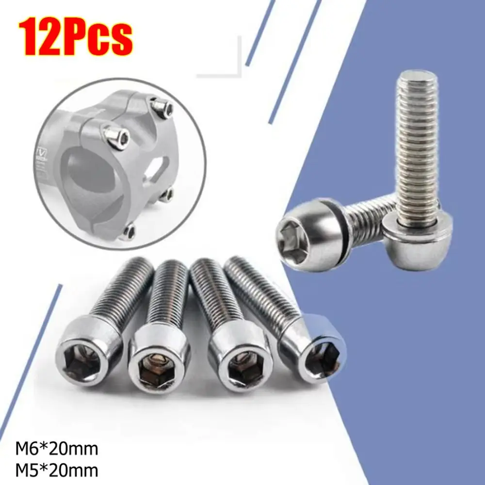 12Pcs Bike Cycle Parts Bicycle Handlebar Screws For Bike Seatpost Collar Headset Stem Stainless Steel Bike Stem Screws