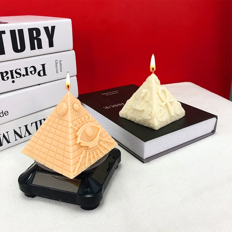 3D Egyptian Pyramid Silicone Candle Molds Handmade Pyramid Crafts Resin Gypsum Concrete Mud Mold Home Decoration Festival Gift