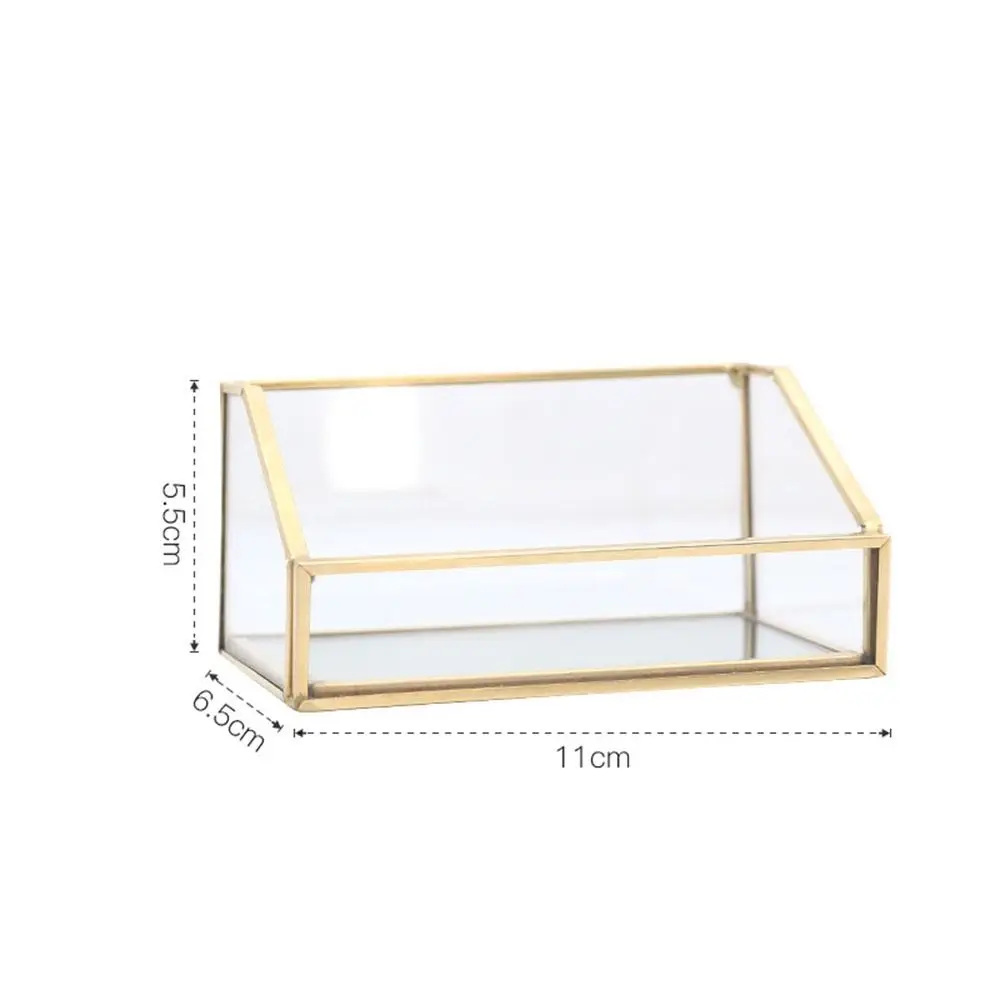 Imagem -03 - Metal Glass Business Card Holder Clear Stand Brass Professional Office Name Card Display Stand Elegante Business Card Organizer