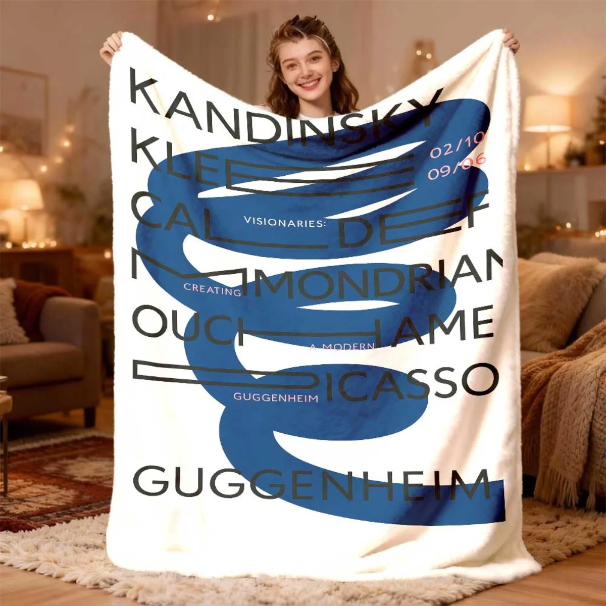Abstract Art Masters Canvas Throw Blanket Featuring Kandinsky Mondrian Picasso Style Decor for Living Room Home Gift