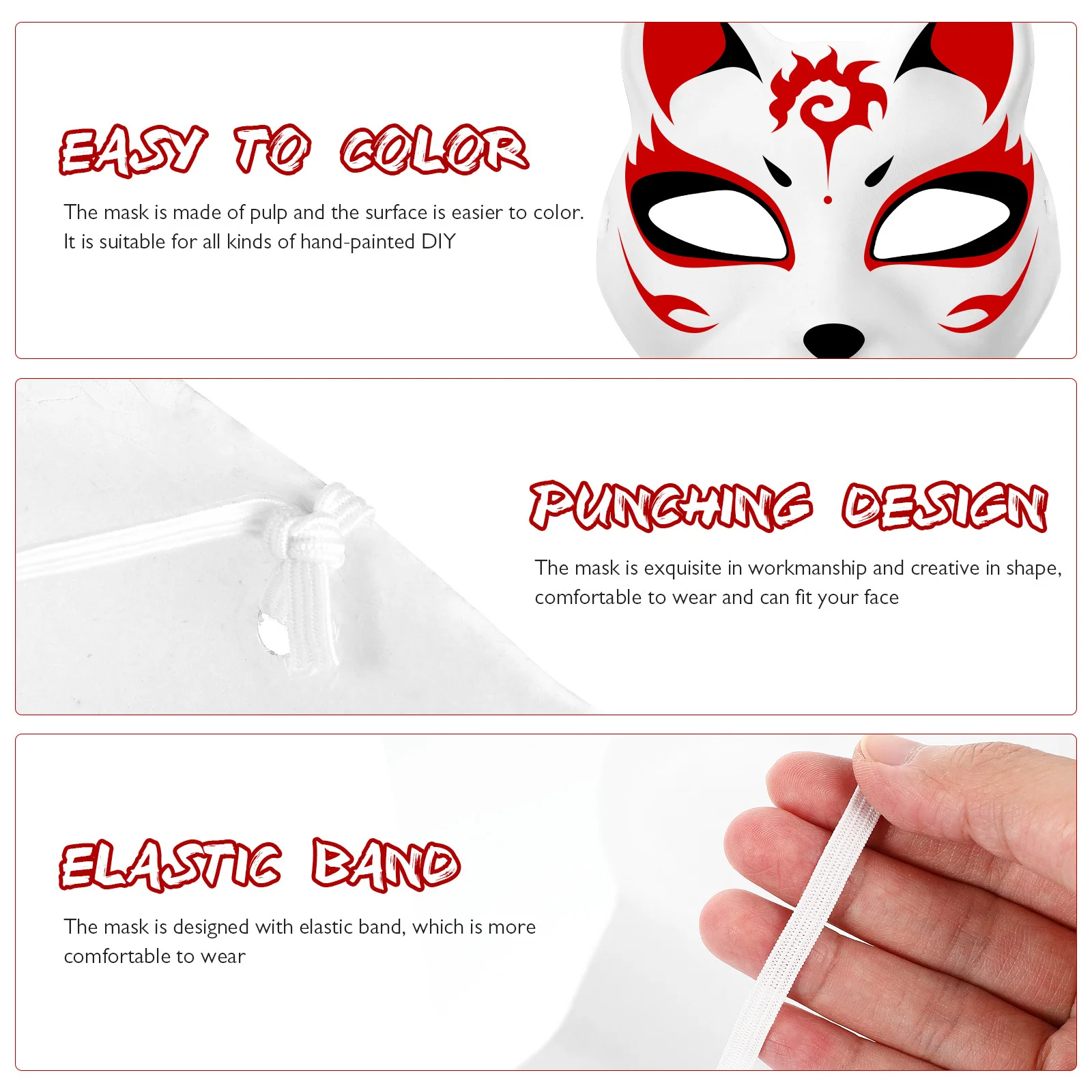 5pcs Hand Painted Masks Blank Paper Cat Mask For Halloween Masquerade Party Cosplay Costume Diy Craft Kids Adults Decorate