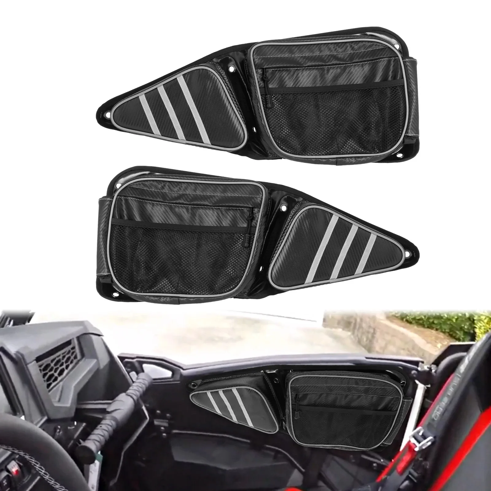 Heavy Duty Front Side Door Storage Knee Pad Bags Left & Right for Polaris RZR XP 900 1000 S 2014-2018 UTV