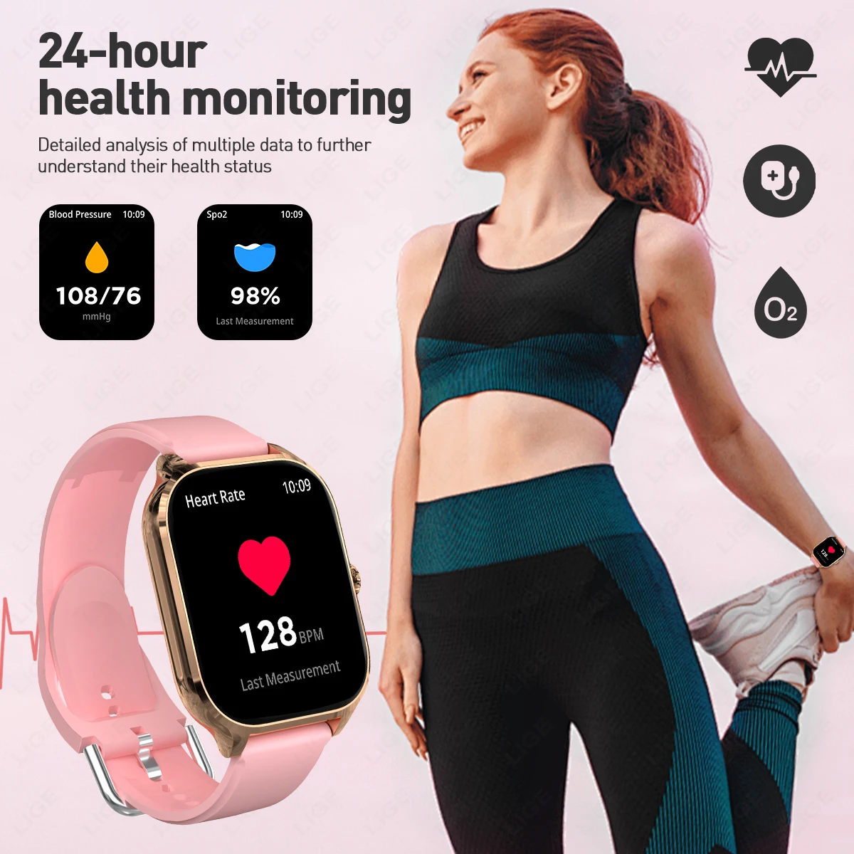 Reloj inteligente LIGE 2025 para mujer, pantalla Ultra HD de 2,01 pulgadas, llamada Bluetooth, pulsera deportiva para Fitness, Monitor de ritmo cardíaco y salud, reloj inteligente nuevo