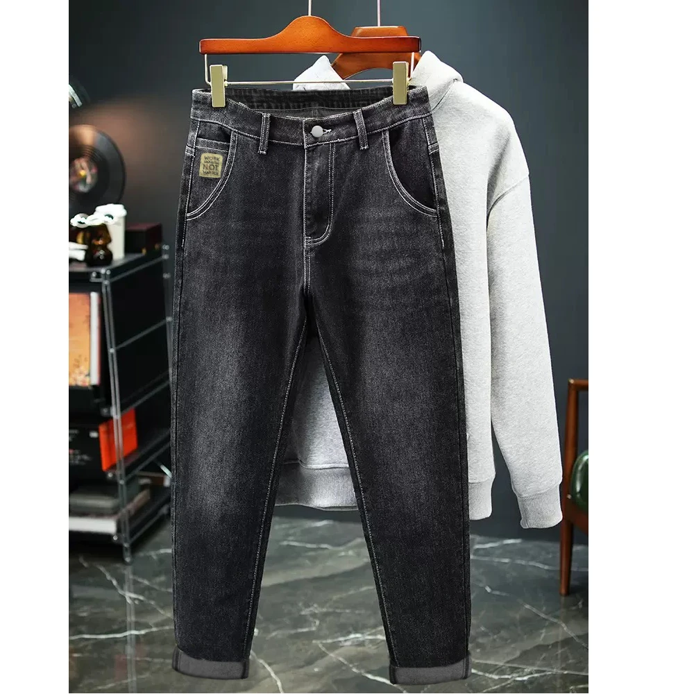 New Fashion Stretchy Slim Fit Straight Man Pants High Quality Casual Wear Outdoor Comfortable Denim Men's Jeans Blue