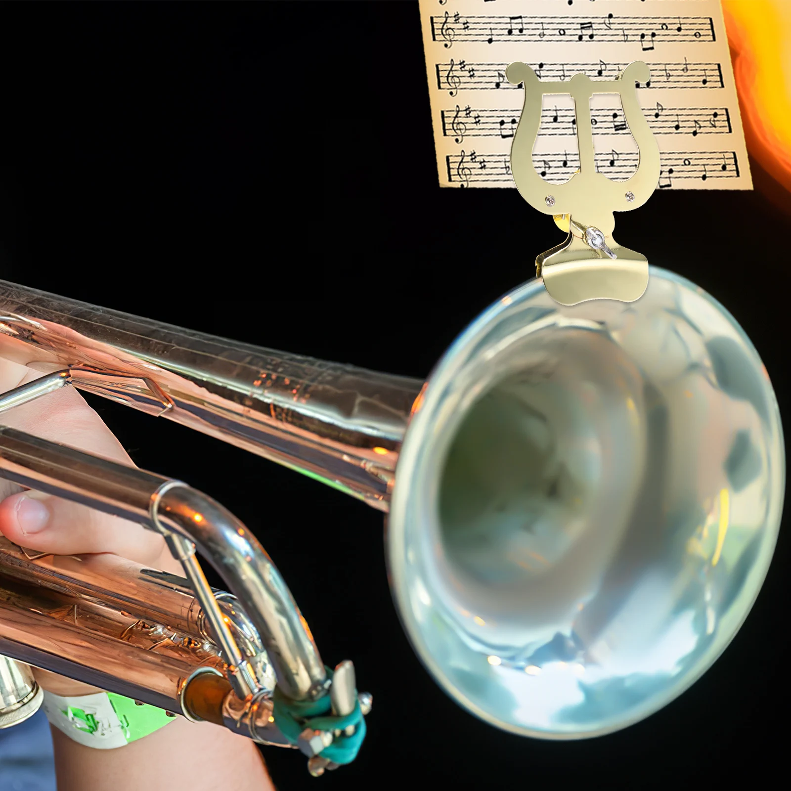

French Horn Trombone Music Holder Trumpet Flip Folder Marching Band Lyre Musical Instruments