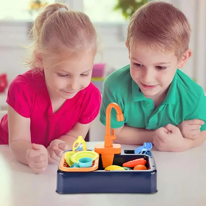 Évier électrique de cuisine avec jouet d'eau courante, avec robinet, jeu de rôle éducatif d'été, jouets lave-vaisselle pour filles