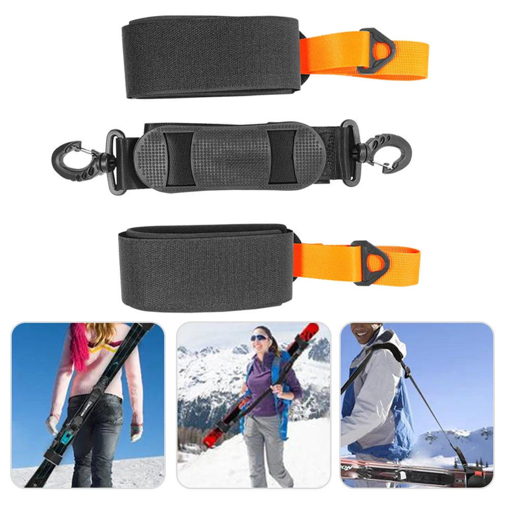 Nylon Skiing Bags Adjustable Pole Snowboard Straps with Ant-Slip Pad Toboggan Straps Handle Straps Outdoor Sports Accessories