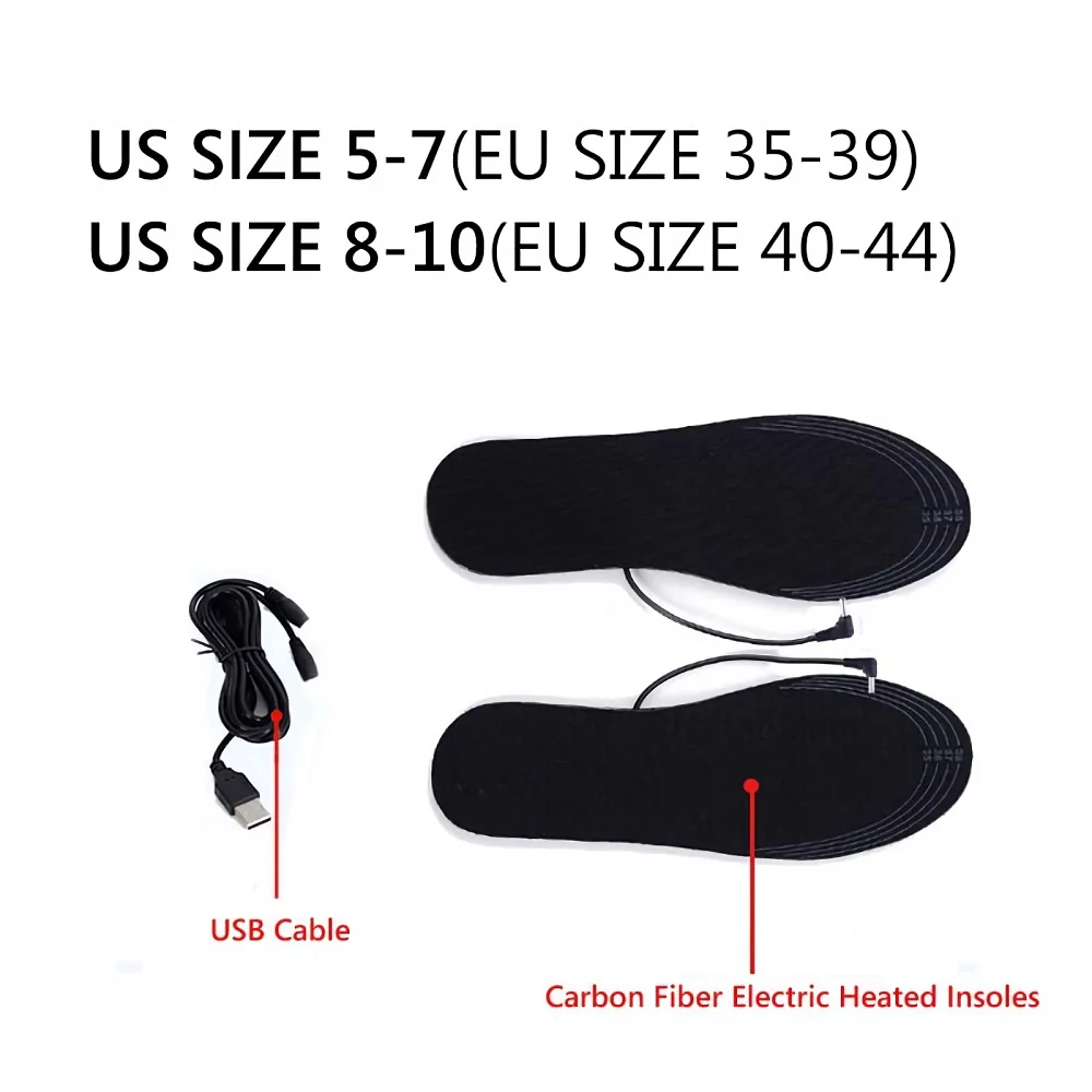 New USB Heated Shoe Insoles For Feet Warm Sock Pad Mat Electrically Heating Insole Washable Thermal For Winter Man Women