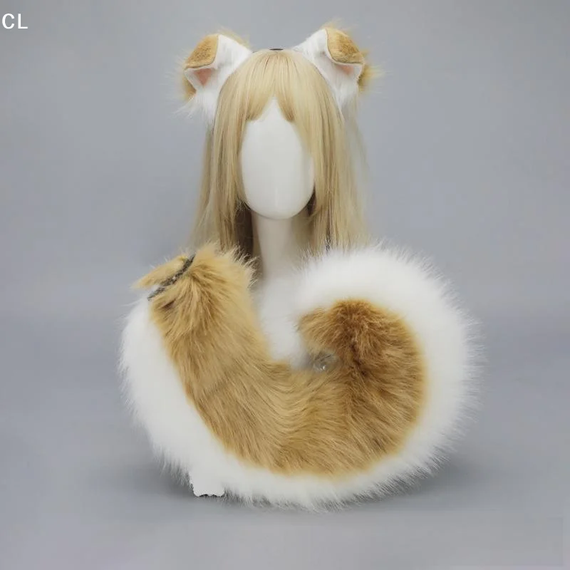 1Pcs Simulation Plush Animal Ears Tail Furry Anime Dog Ear Headband Tail Cartoon Comic-Con Cosplay Costume Accessories