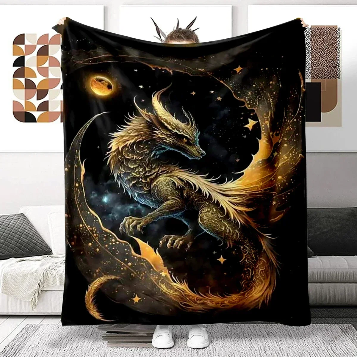 Animal Dragon Blanket Ultra Lightweight Soft Plush Flannel Throws Blanket for Sofa Bed Couch best Office Gifts