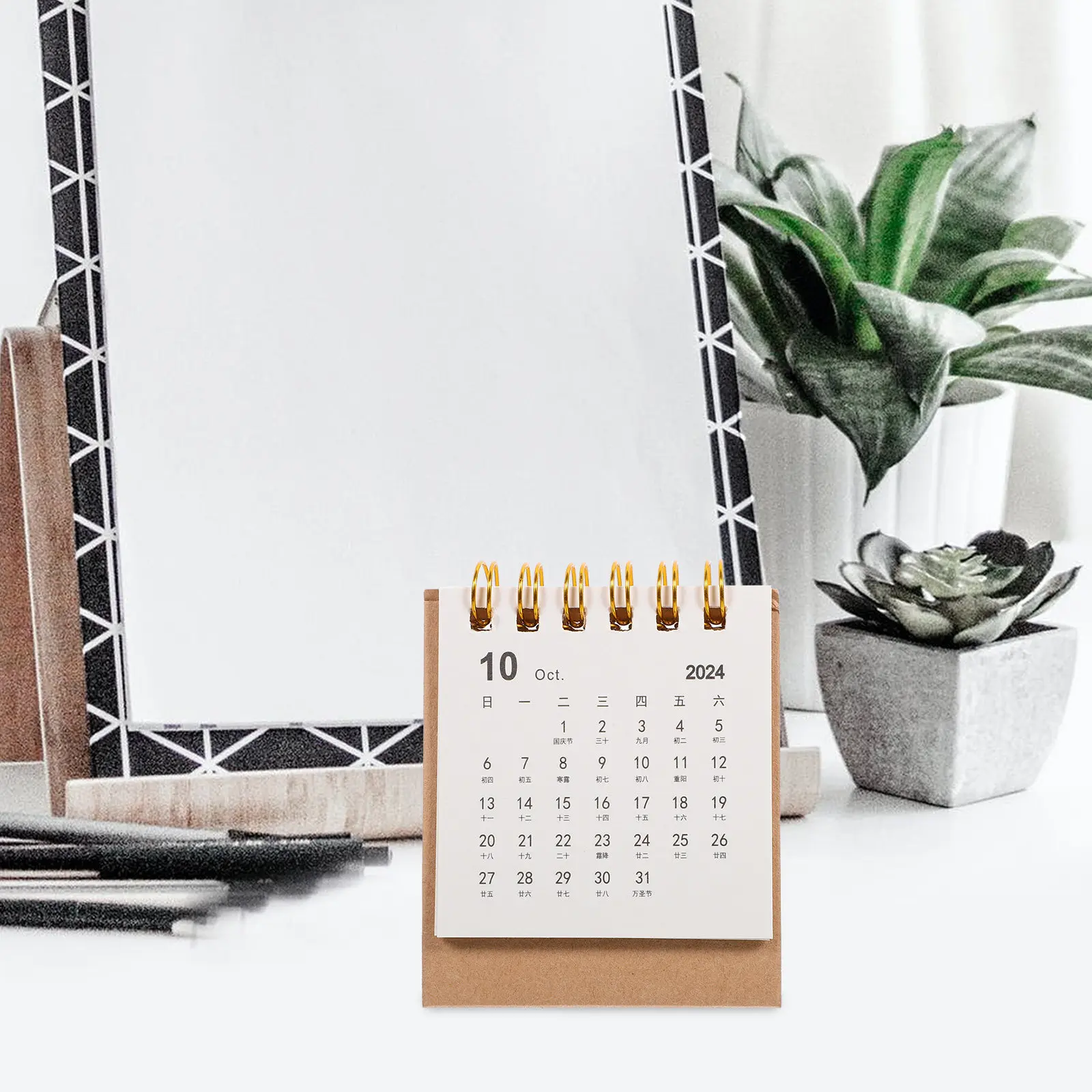 Mini Desktop Calendar 2024 Sturdy Paper Standing Calendar Clear Month Week Layout Desk Home Decor Convenient Daily