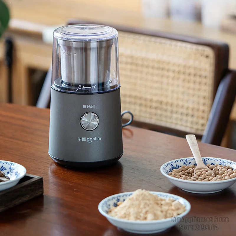 Donlim Electric Grinder Grinding Machine Cereal Nuts Spices Grains Grinder Coffee Beans Milling For Home Kitchen 80g DL-9701