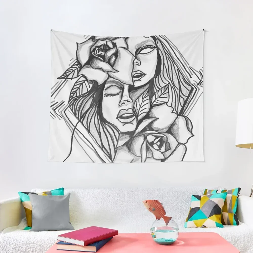 

Black and white split face morph portrait Tapestry House Decoration For Bedroom Decor Home Tapestry