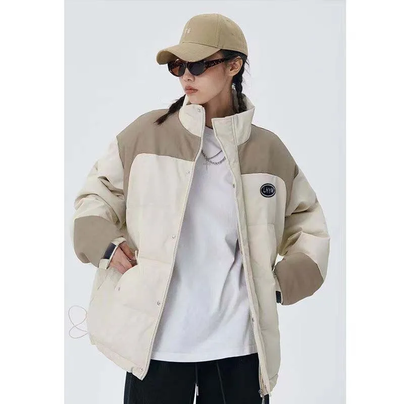 

Women's Winter Thiened Cotton Jaet Warm Bread Sle Loose Outerwear Zipper Closure Long Sve ort Length Straight Cut