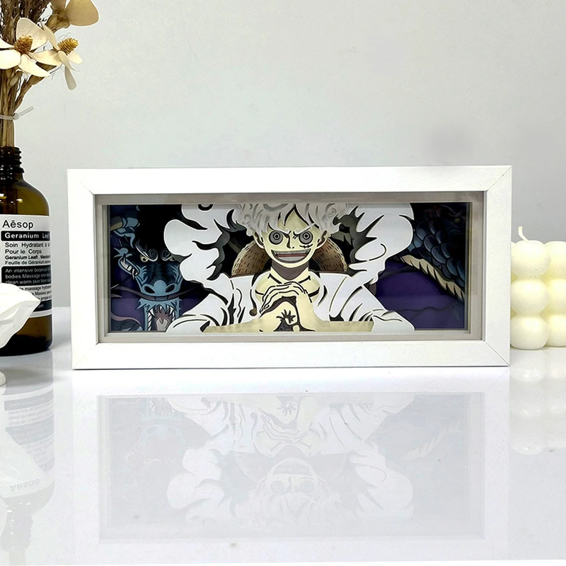 Anime Series Paper Cut Shadow Box Light Remote control model multiple colors Gamer Bedroom