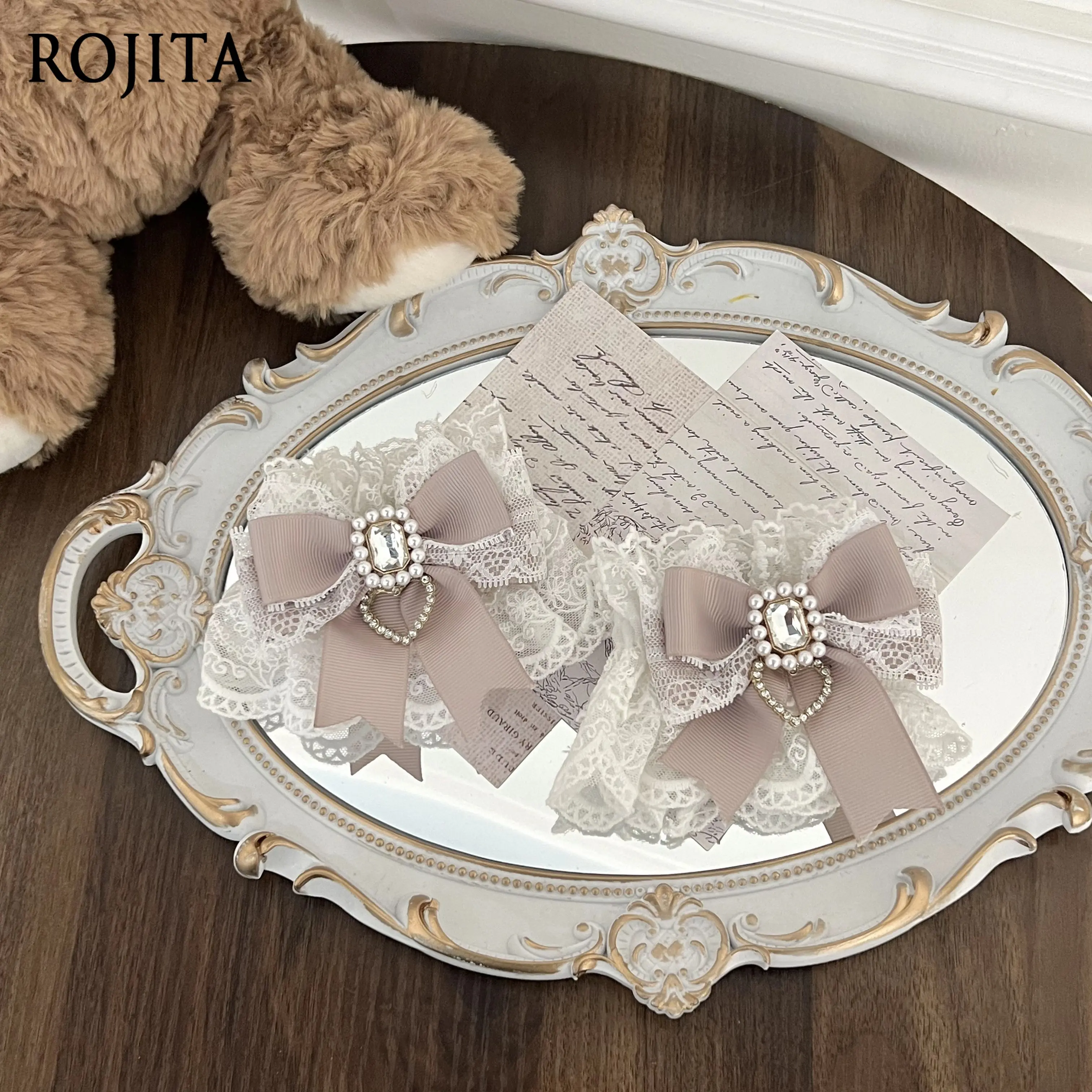 

Комплект с короткими рукавами, серия «Лолита», в японском стиле, милые декоративные рукава, аксессуары Y2K, нарукавники для женщин