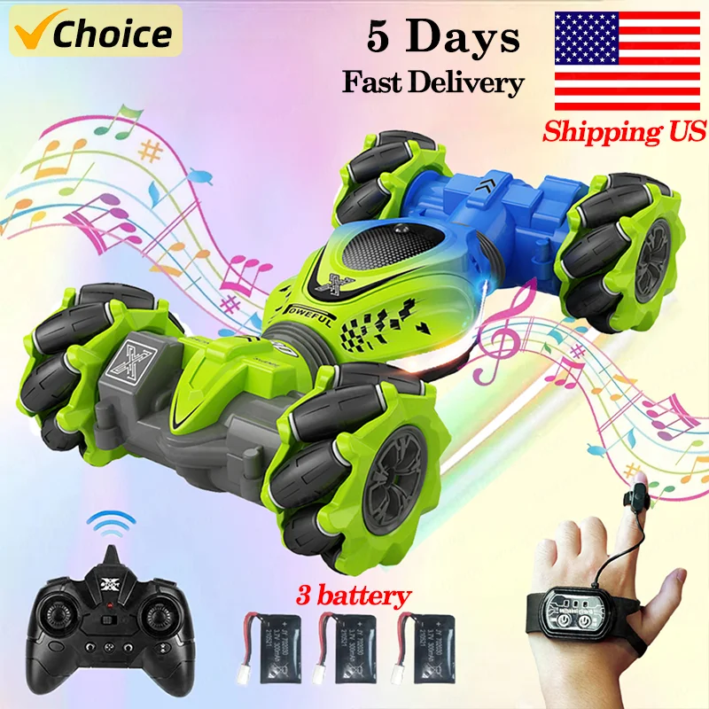 

Newest 4WD RC Stunt Car 2.4G Radio with 1/2/3 Battery Remote Control Cars RC Watch Gesture Sensor Rotation Electronic Toys Gifts