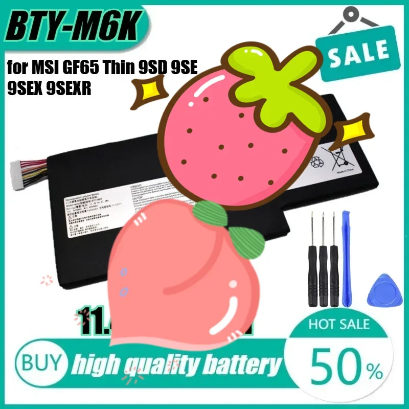 

11,4 В, 52,4 Втч BTY-M6K Аккумулятор для ноутбука MSI GF65 Thin 9SD 9SEX 9SEXR 10SE10SDR GS73VR
