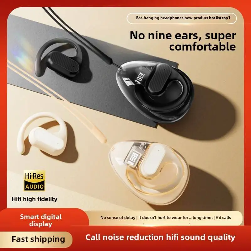 Z68 Pro Transparent OWS Wireless Earphones Headphones Non-Noise Cancelling TWS Smart Digital Display Long Battery Life LED
