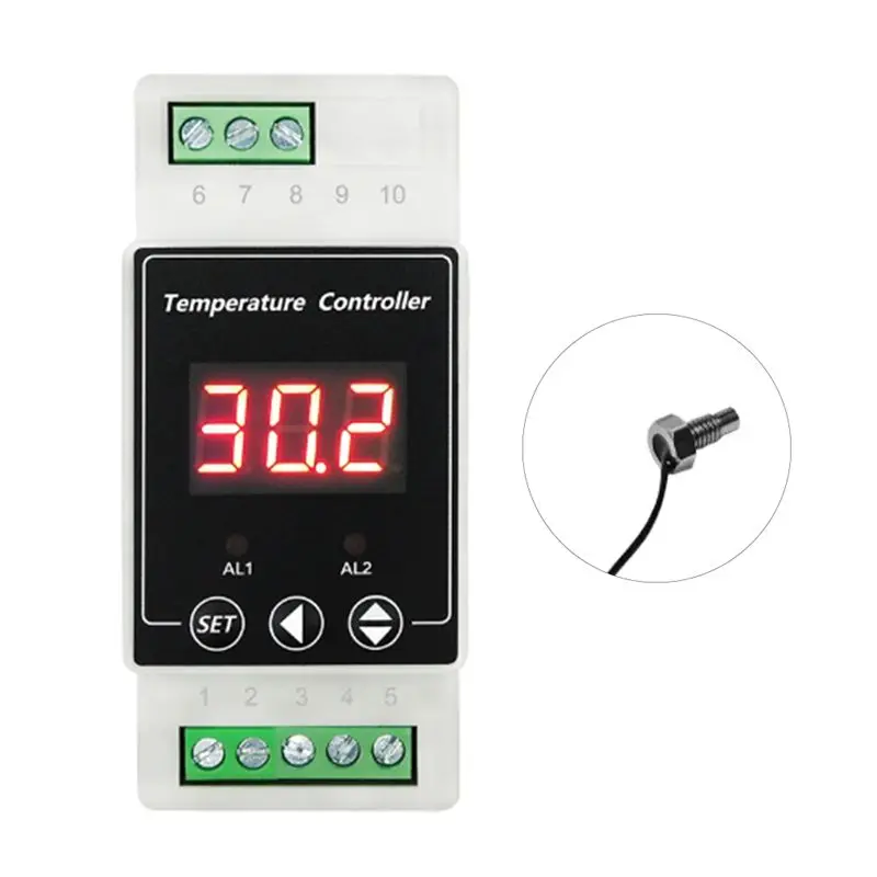 

AB35-Professional Digital Temperature Controller AC220V 2-Way Relay Temperature Alarm Controller Screw Probe
