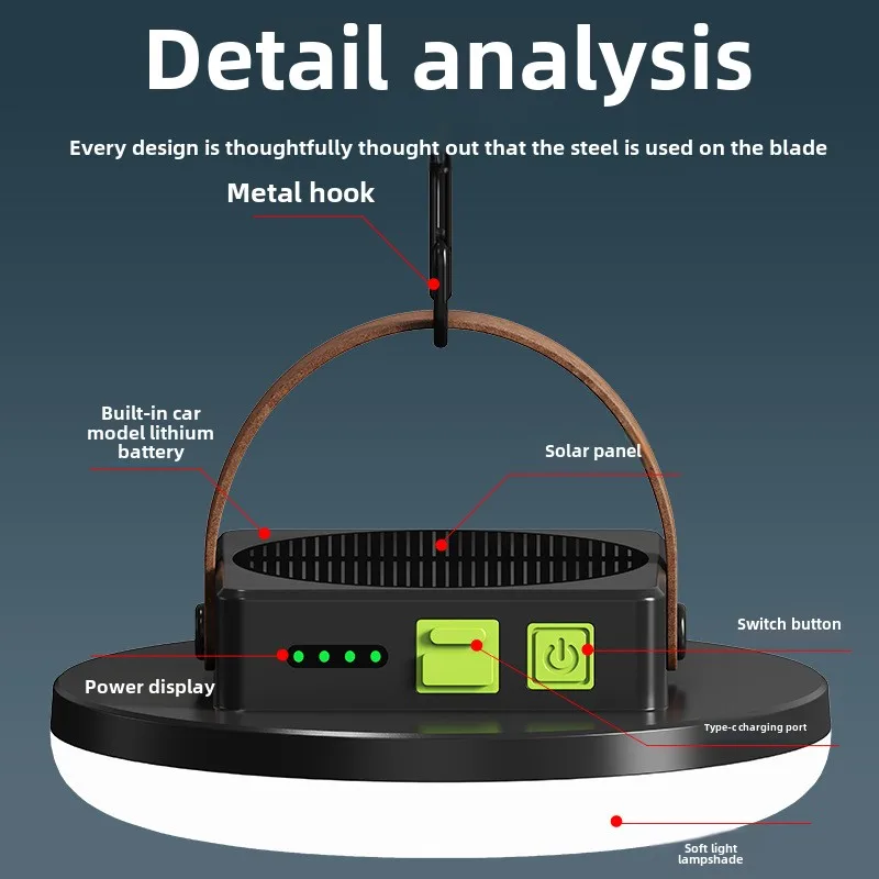 Lampy kempingowe USB Długa żywotność baterii Solarna wodoodporna lampa kempingowa Namiot Przenośna lampa wisząca Akumulatorowe światła awaryjne