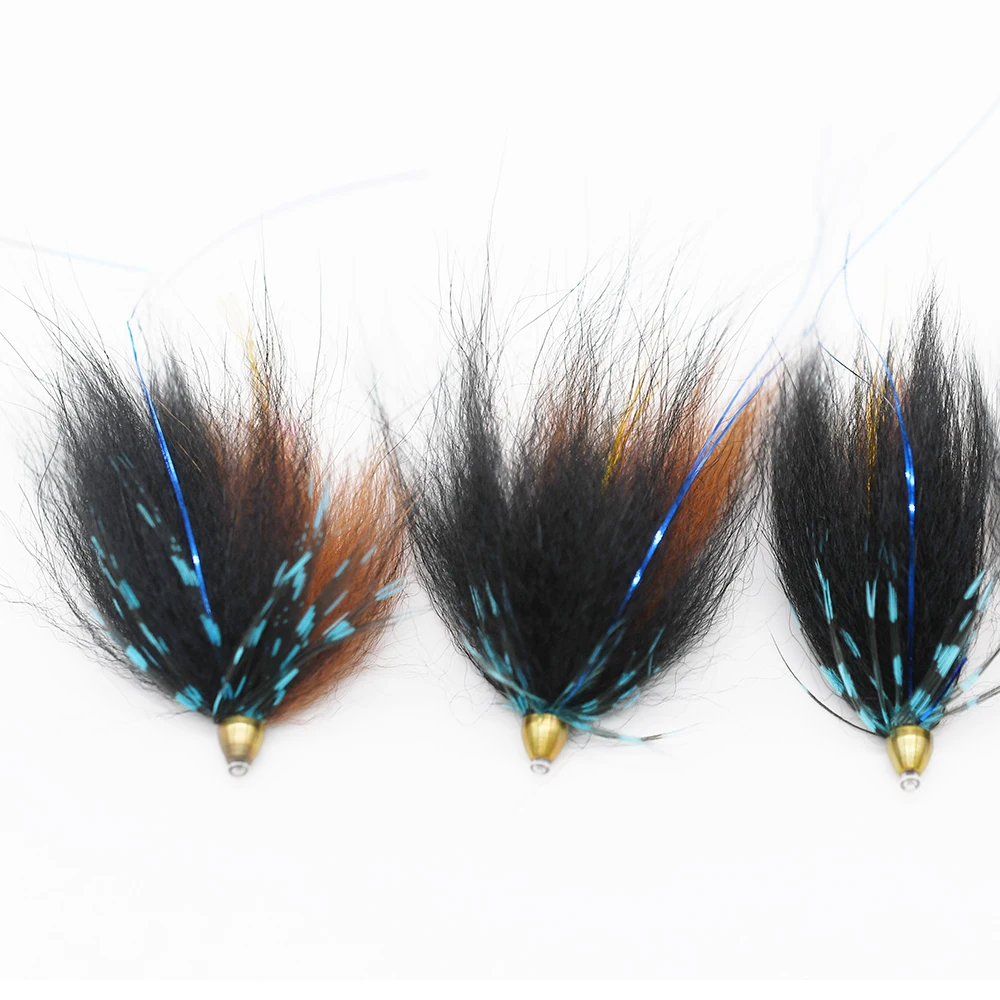 MNFT 4Pcs Conehead Tube Fly Fishing Flies Salmon Sea Trout Wool Flash Teaser Streamer Fishing Flies