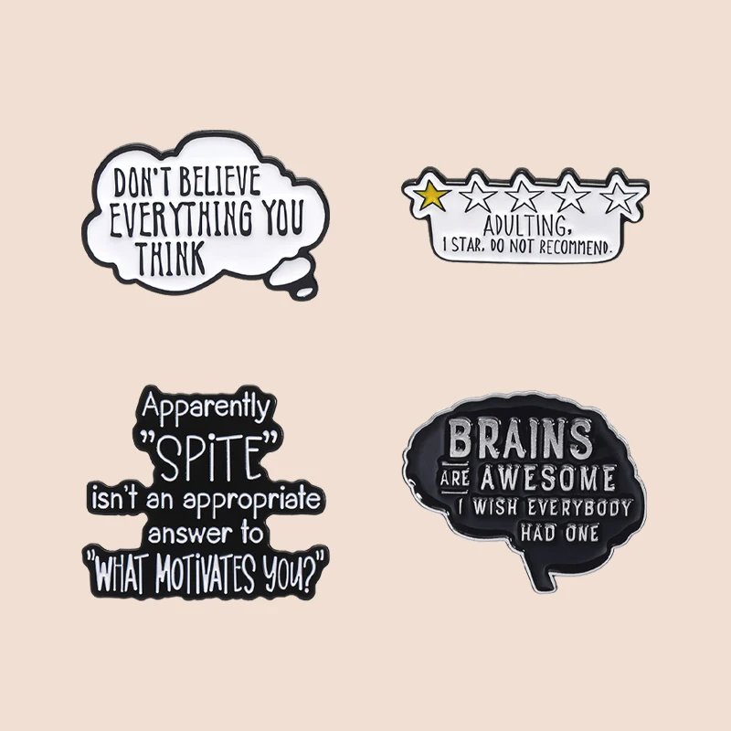 Funny Humorous Joke Quotes Adulting Star Do Not Recommend Enamel Pins Don't Believe Everything You Think Badge Wholesale Jewelry