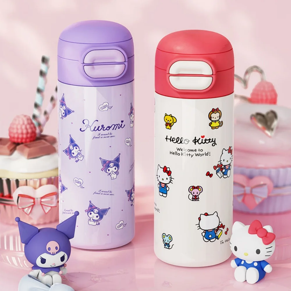 Genuine 530ML Sanrio Thermos Cup Hellokitty Kuromi Cinnamoroll Stainless Steel Vacuum Flask Insulated Bottle Girls Gifts