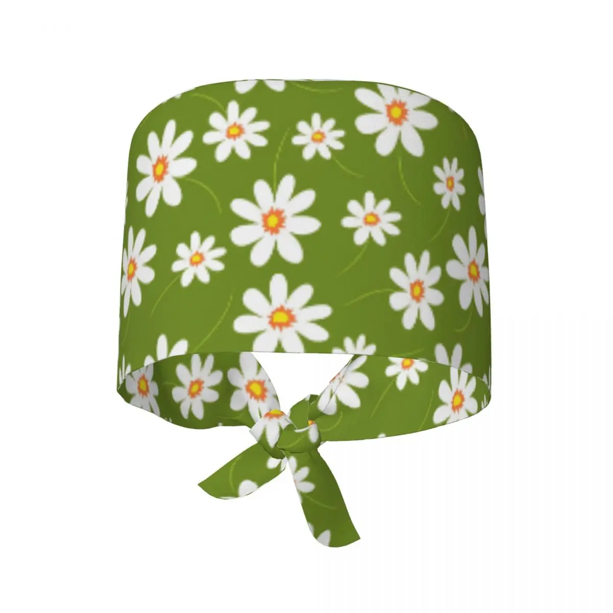 Nurse Hats Daisy Floral Seamless Pattern Work Scrub Cap Stylish Medical Cap For Unisex Women Bandage Tie Back Working Caps