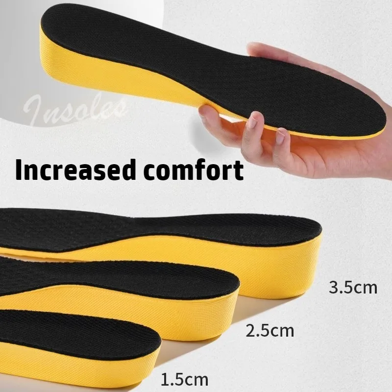 Invisiable Height Increase Insoles for Women Men Heel Lift Yellow Shoes Sole Pad Breathable Shock Absorption Feet Care Cushion