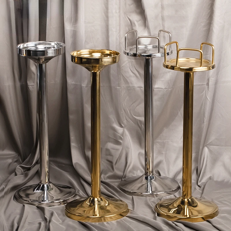 Luxury champagne bucket with stand bar ktv hotel stainless steel beverage beer cooling bucket rack ice bucket holder bracket