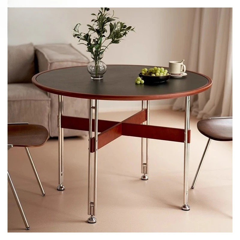 High-end round table simple retro cherry swatch dining table small apartment dining table medieval