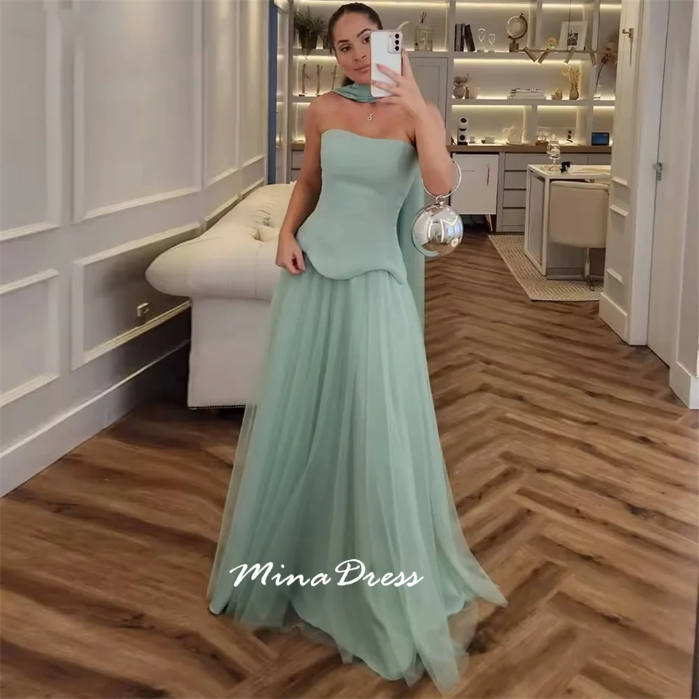 

Mina Customized Evening Dress Luxury Elegant Party Dresses Woman Back-length Sleeveless Strapless Dresses for Formal Occasions