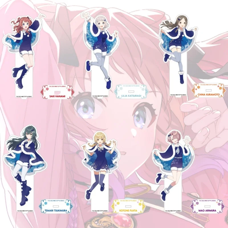 The Idolm@ster Gakuen Anime Saki Hanami Temari Tsukimura Acrylic figure stand keychain Birthday Toys