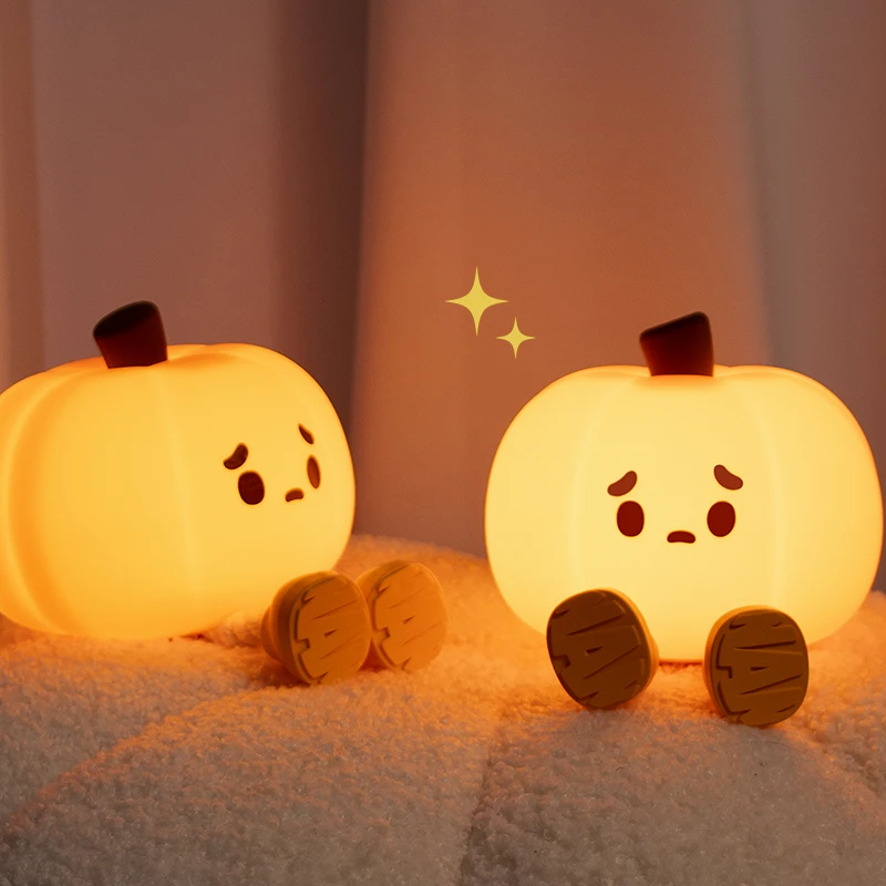 Imagem -05 - Silicone Pumpkin Night Lamp para Crianças Bonito Halloween Light Ghost Witch Decoração Dimmable Timer Bedside Decoration Gift