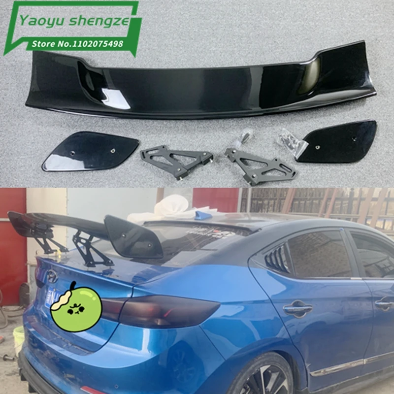 For Hyundai Elantra spoiler 2010 2020 High Quality  Car Rear Wing Primer Color rear Trunk tail fin sports